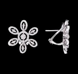 0.99 ctw Diamond Flower Burst Earrings - 18KT White Gold