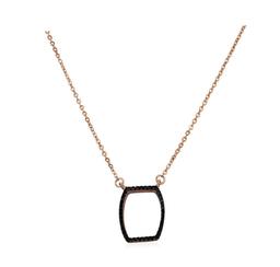 Black CZ Pendant Necklace - Rose Gold Plated