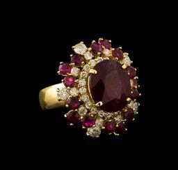 14KT Yellow Gold 10.52 ctw Ruby and Diamond Ring