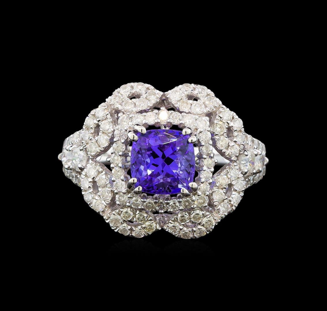 14KT White Gold 1.37 ctw Tanzanite and Diamond Ring