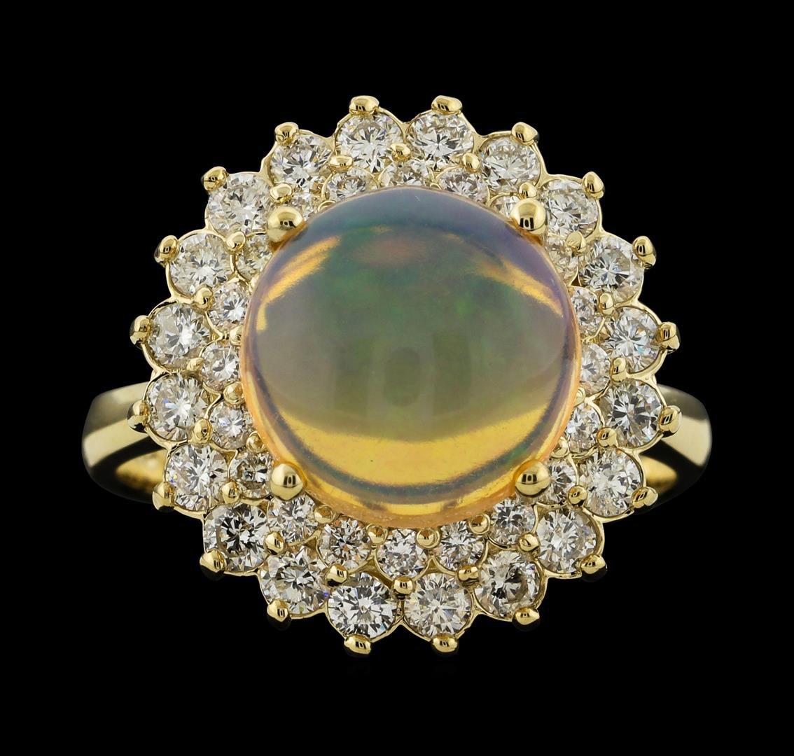 2.65 ctw Opal and Diamond Ring - 14KT Yellow Gold