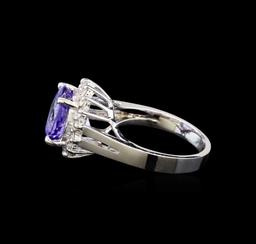 14KT White Gold 4.76 ctw Tanzanite and Diamond Ring