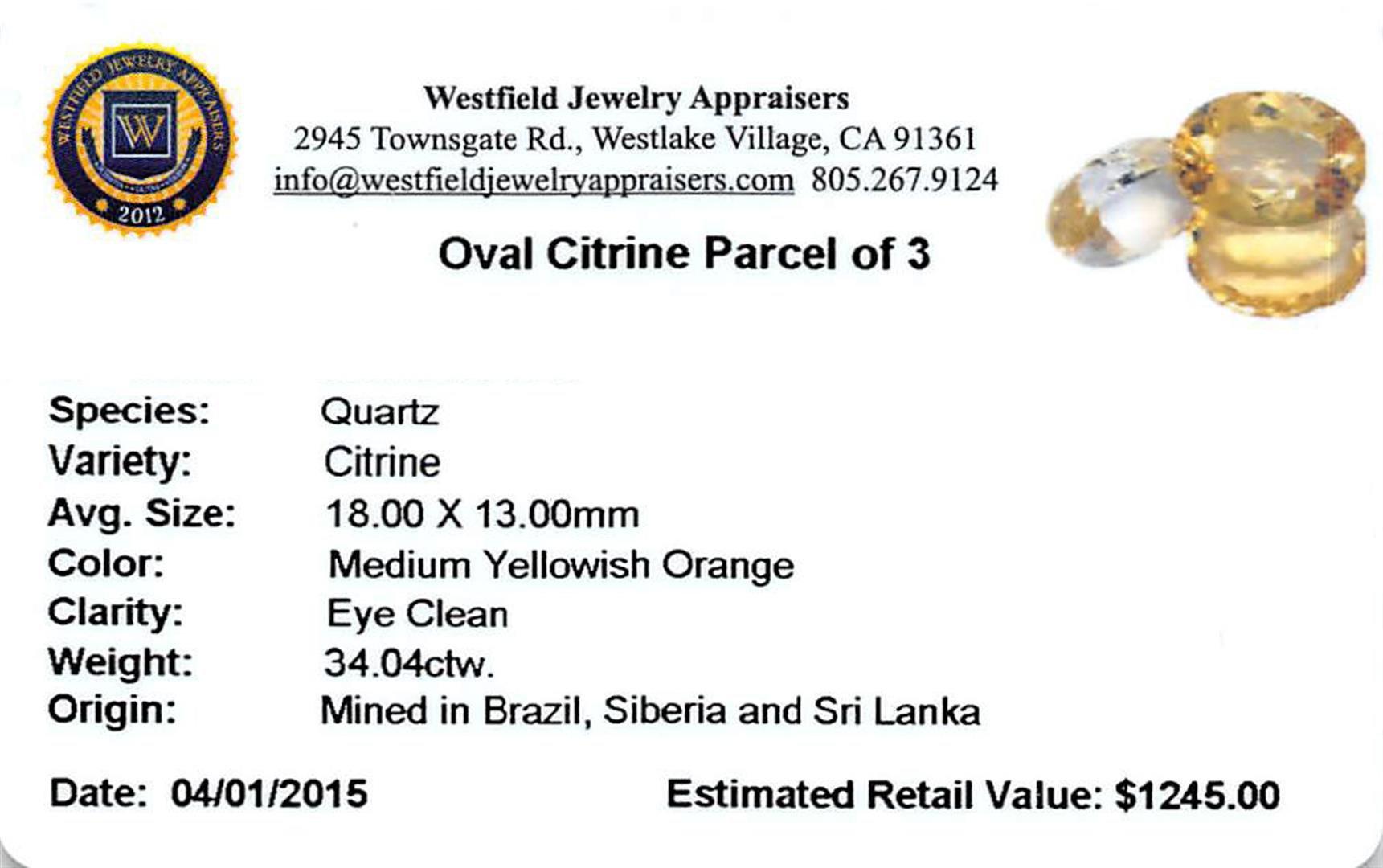 34.04 ctw Oval Mixed Citrine Quartz Parcel