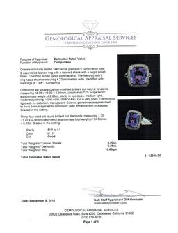 8.90 ctw Tanzanite and Diamond Ring - 14KT White Gold