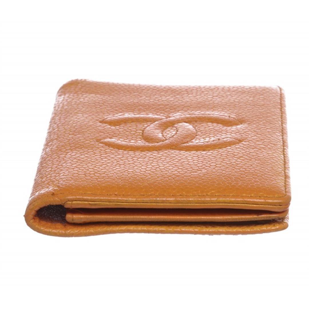 Chanel Orange Caviar Leather CC Logo Small Bifold Cardholder Wallet