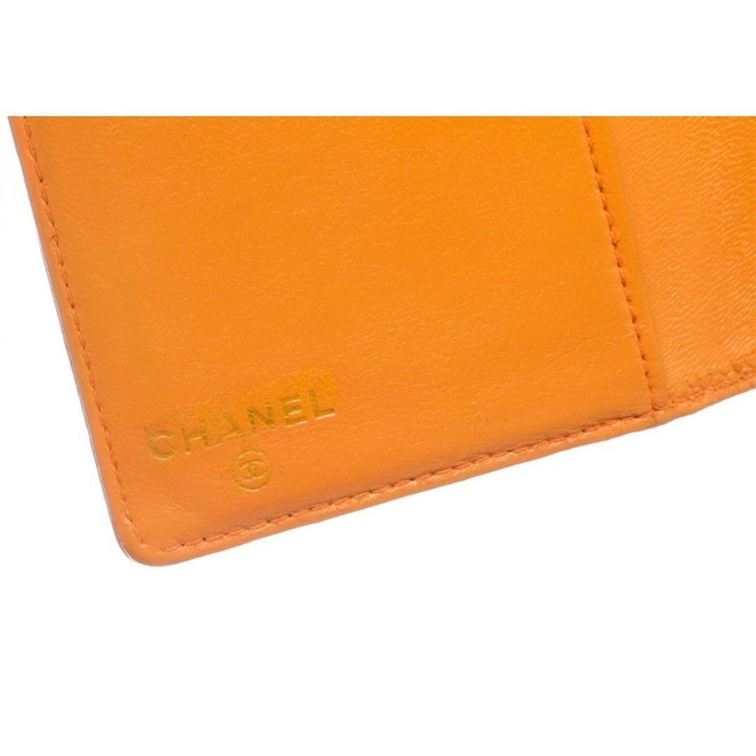 Chanel Orange Caviar Leather CC Logo Small Bifold Cardholder Wallet