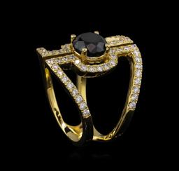 2.40 ctw Black Diamond Ring - 14KT Yellow Gold