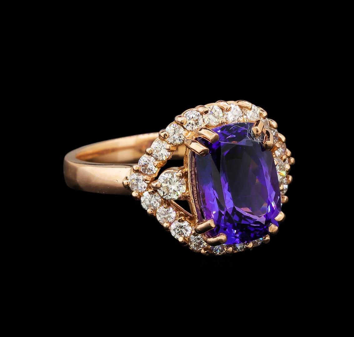 14KT Rose Gold 3.30 ctw Tanzanite and Diamond Ring