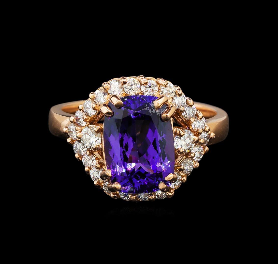 14KT Rose Gold 3.30 ctw Tanzanite and Diamond Ring