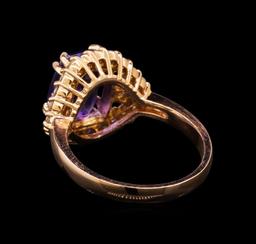 14KT Rose Gold 3.30 ctw Tanzanite and Diamond Ring