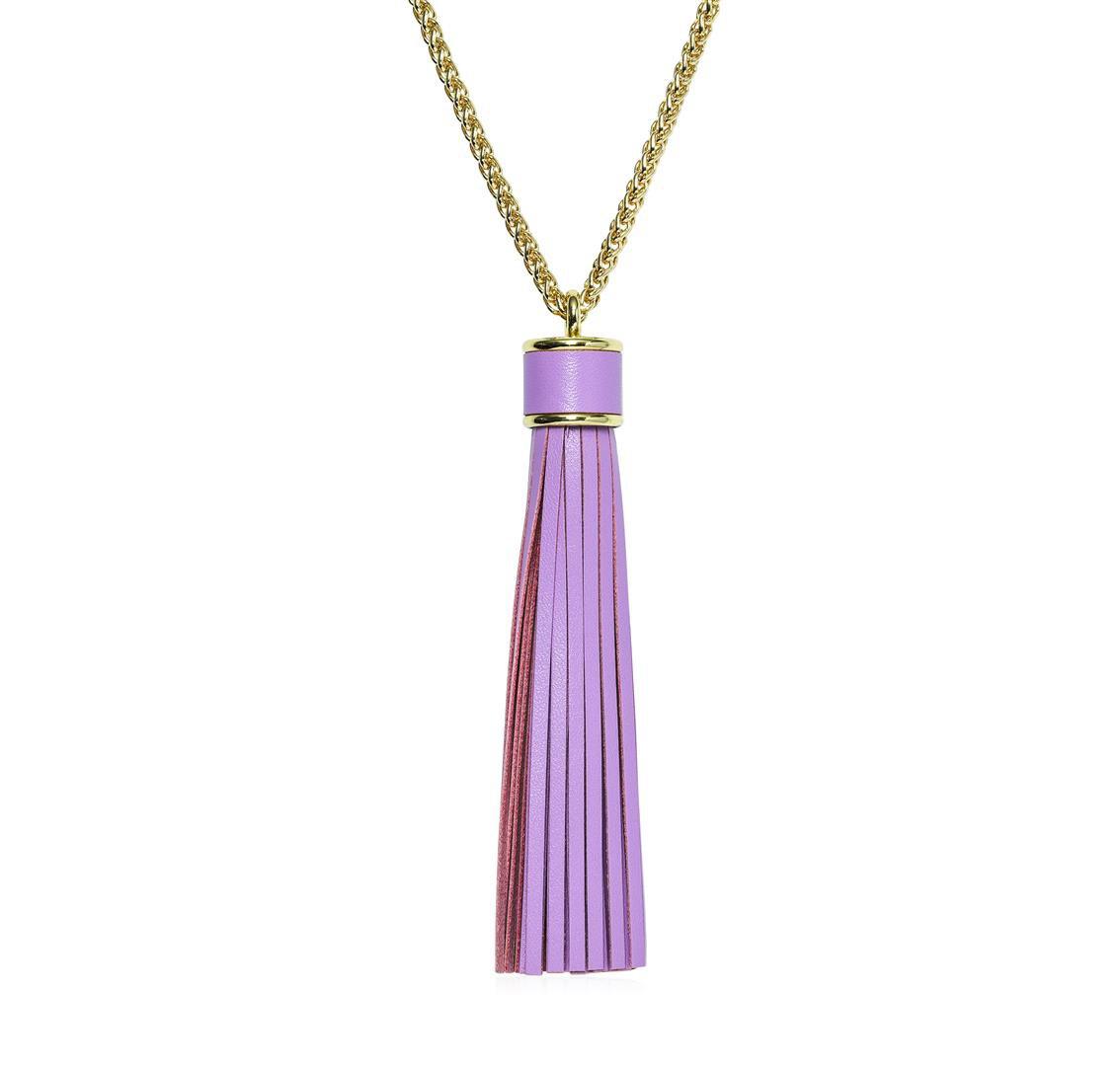 Leather Tassel Chain Necklace - Gold Plated