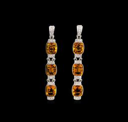 Crayola 15.60 ctw Citrine and White Sapphire Earrings - .925 Silver