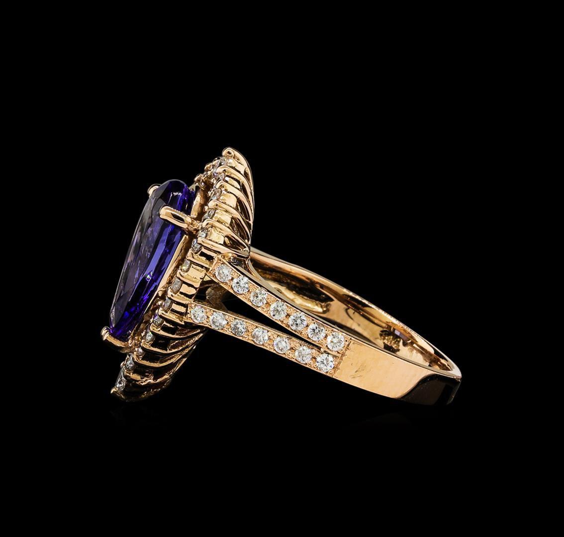 3.08 ctw Tanzanite and Diamond Ring - 14KT Rose Gold