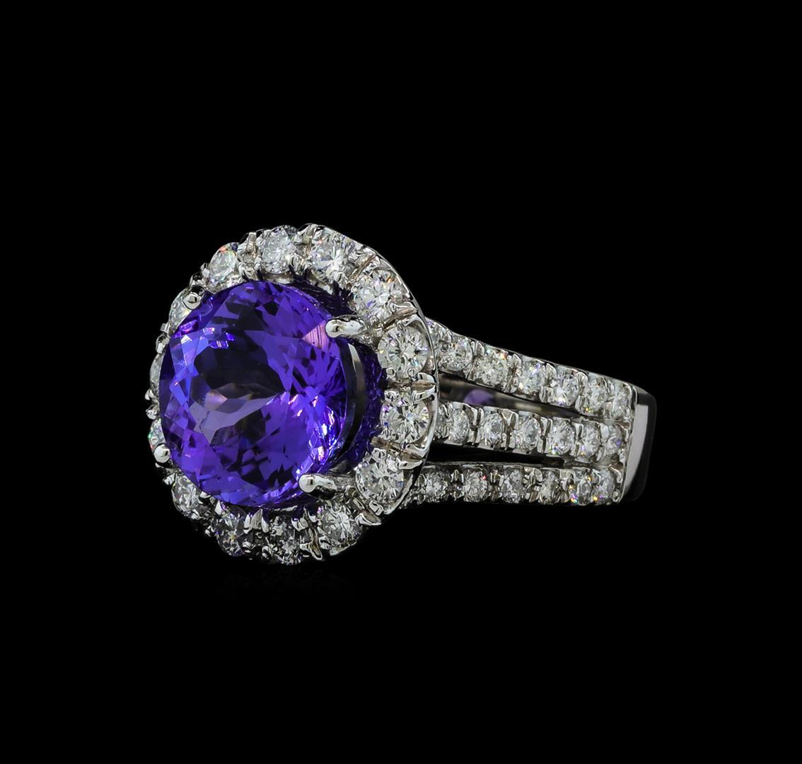 5.26 ctw Tanzanite and Diamond Ring - 14KT White Gold