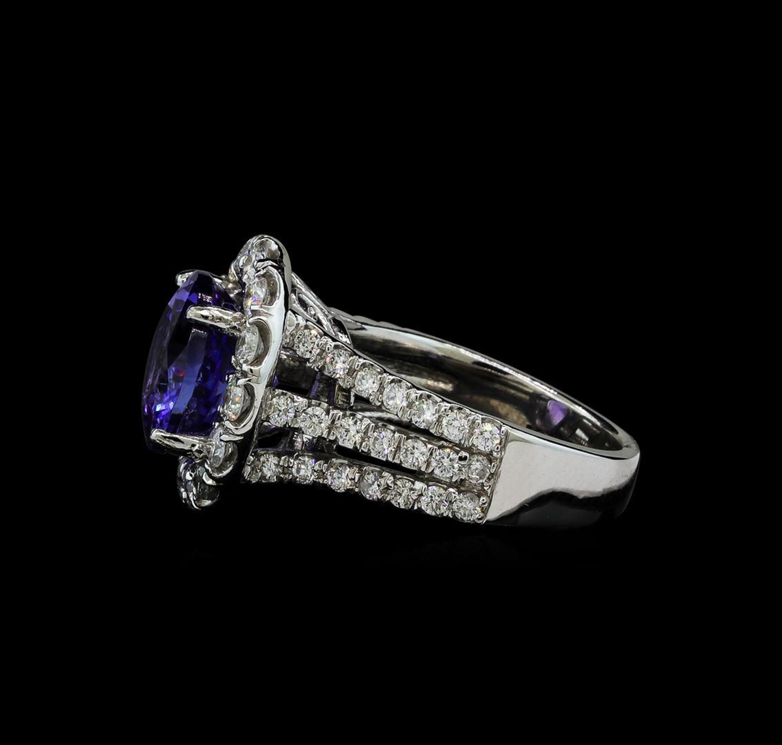 5.26 ctw Tanzanite and Diamond Ring - 14KT White Gold