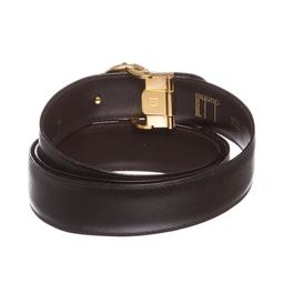 Dunhill Black Leather Gold Buckle Logo Belt