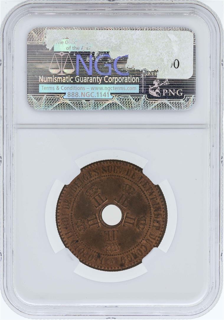 1888/7 Belgian Congo 5 Centimes Coin NGC MS65RB