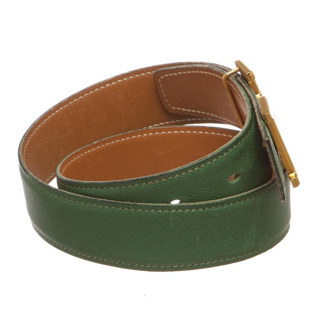 Hermes Green Leather Reversible Constance H Belt 60