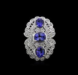 14KT White Gold 3.96 ctw Tanzanite and Diamond Ring