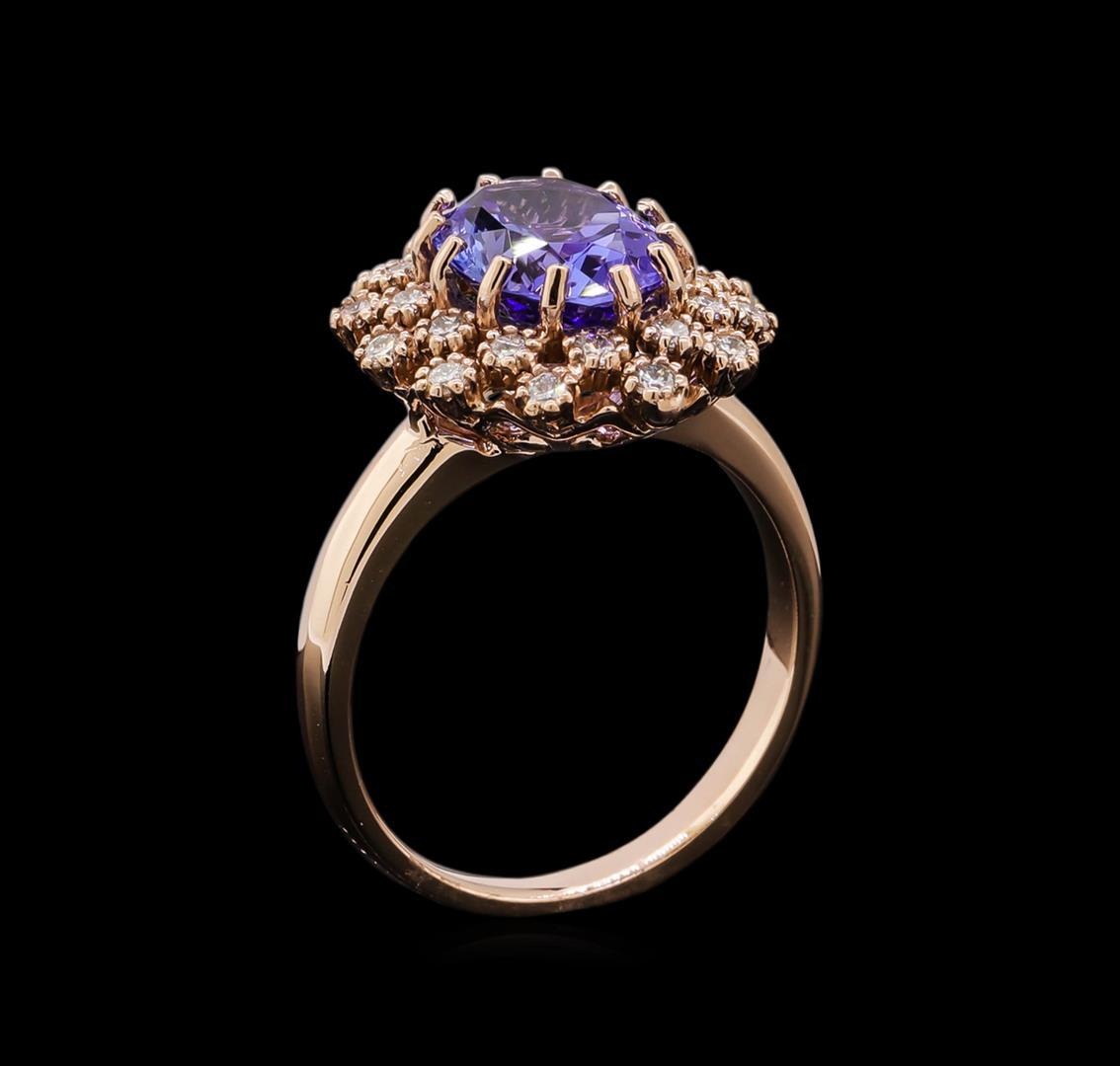 3.03 ctw Tanzanite and Diamond Ring - 14KT Rose Gold