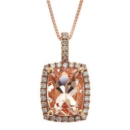 1.98 ctw Morganite and Diamond Pendant - 10KT Rose Gold