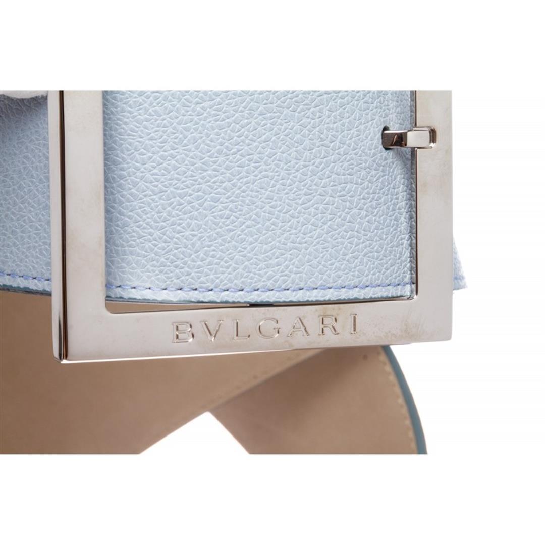 Bvlgari Light Blue Oversized Buckle Belt 36