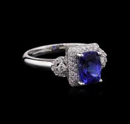 1.74 ctw Tanzanite and Diamond Ring - 14KT White Gold