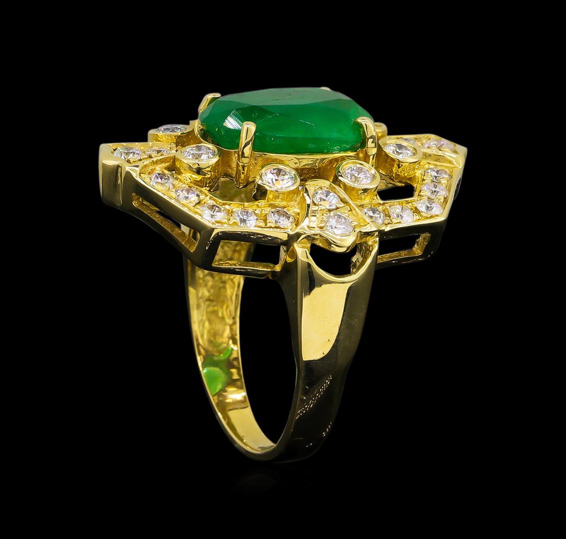 14KT Yellow Gold 2.85 ctw Emerald and Diamond Ring