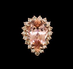 13.54 ctw Morganite and Diamond Ring - 14KT Rose Gold