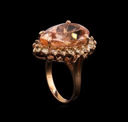 13.54 ctw Morganite and Diamond Ring - 14KT Rose Gold