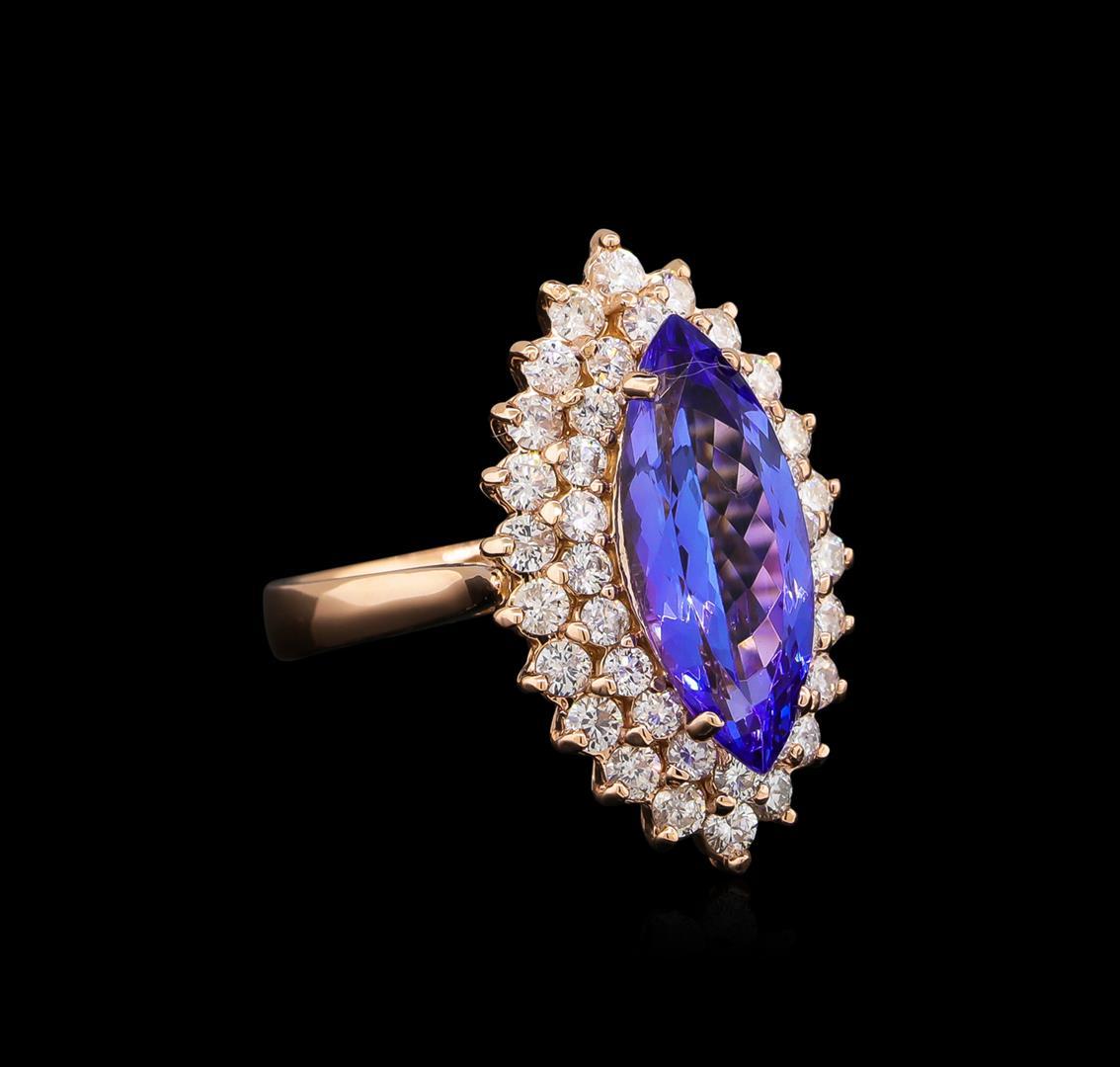 3.40 ctw Tanzanite and Diamond Ring - 14KT Rose Gold