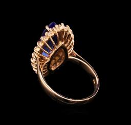 3.40 ctw Tanzanite and Diamond Ring - 14KT Rose Gold