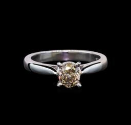 14KT White Gold 0.95 ctw Oval Cut Fancy Brown Diamond Solitaire Ring