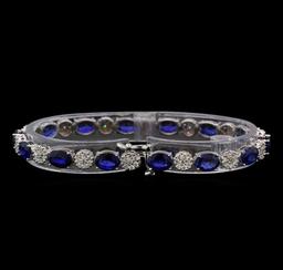 14KT White Gold 21.98 ctw Sapphire and Diamond Bracelet