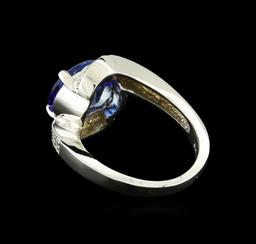 3.60 ctw Tanzanite and Diamond Ring - 14KT White Gold
