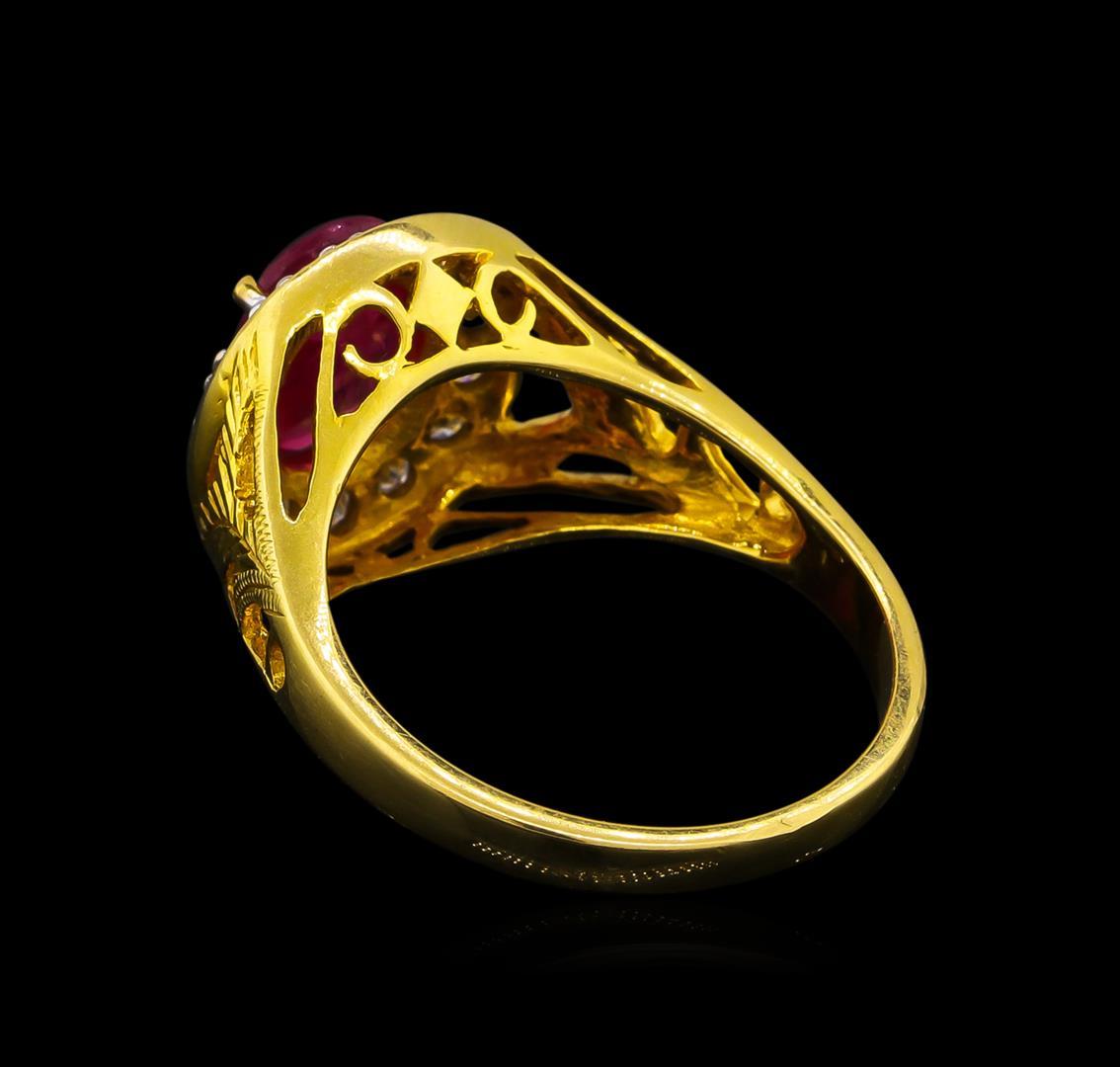 1.85 ctw Ruby and Diamond Ring - 18KT Yellow Gold