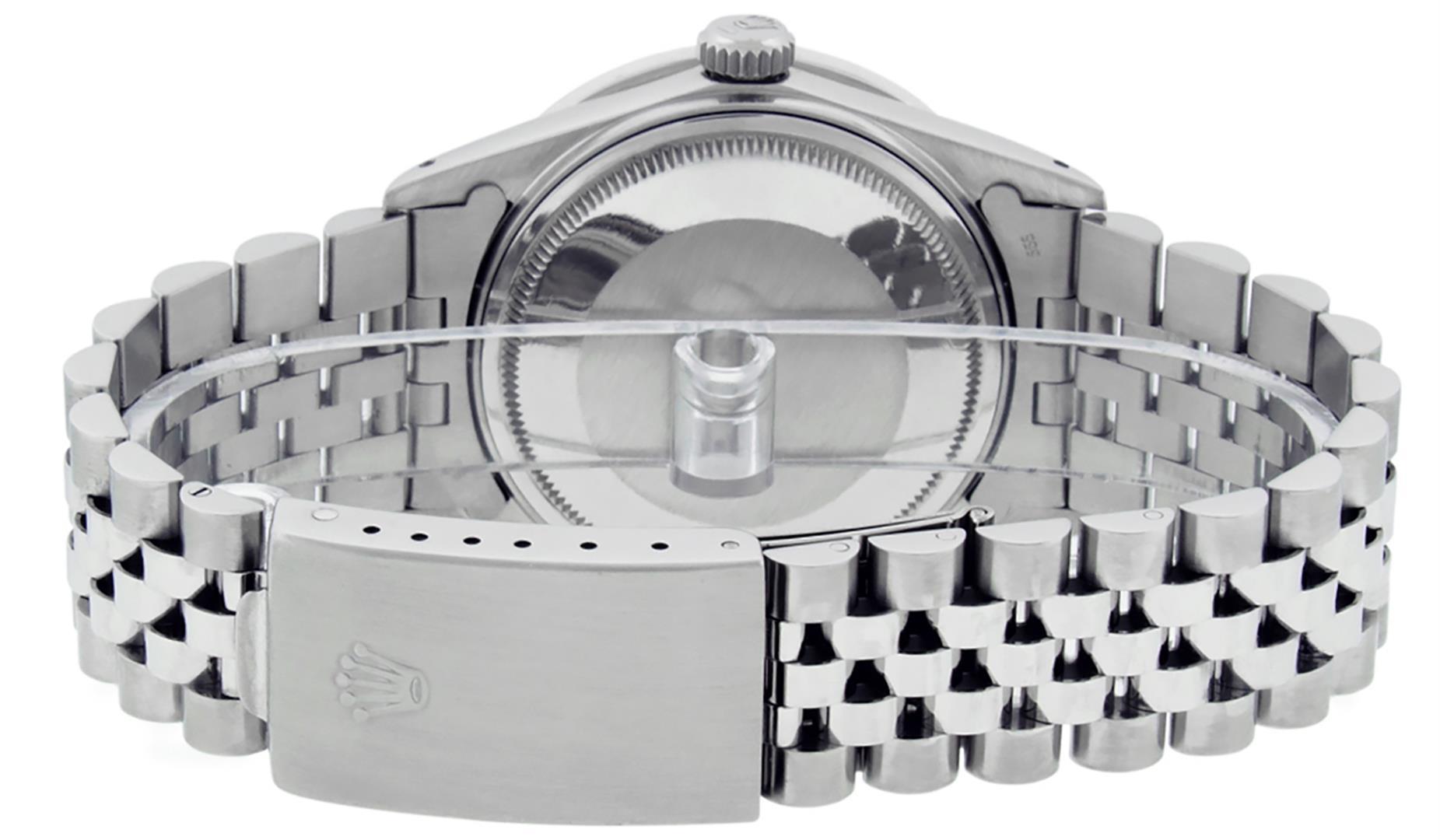 Rolex Mens SS Meteorite Diamond Princess Cut 36MM Datejust Wristwatch