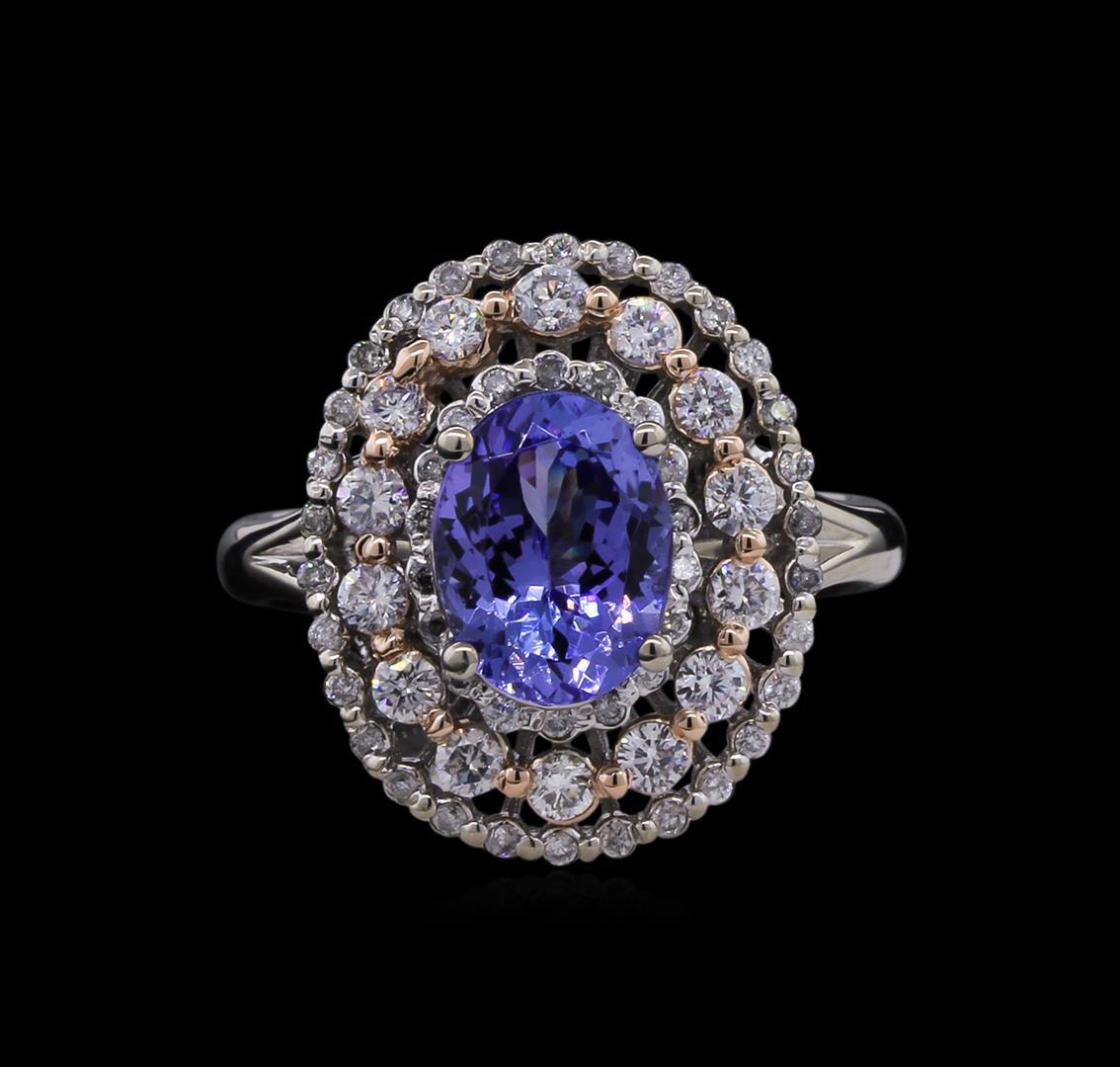 2.14 ctw Tanzanite and Diamond Ring - 14KT Two-Tone Gold