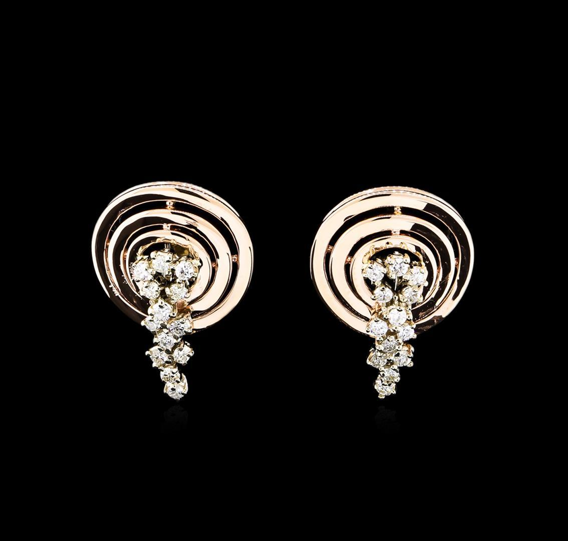 0.88 ctw Diamond Earrings - 14KT Two-Tone Gold