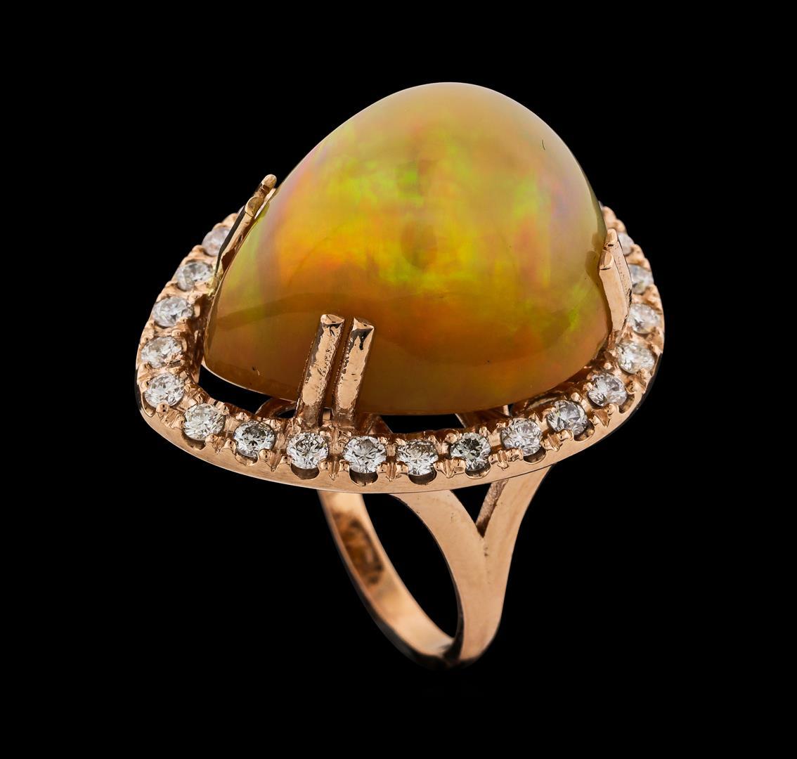 20.05 ctw Opal and Diamond Ring - 14KT Rose Gold