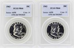 Lot of 1962-1963 Franklin Half Dollar Proof Coins PCGS PR66