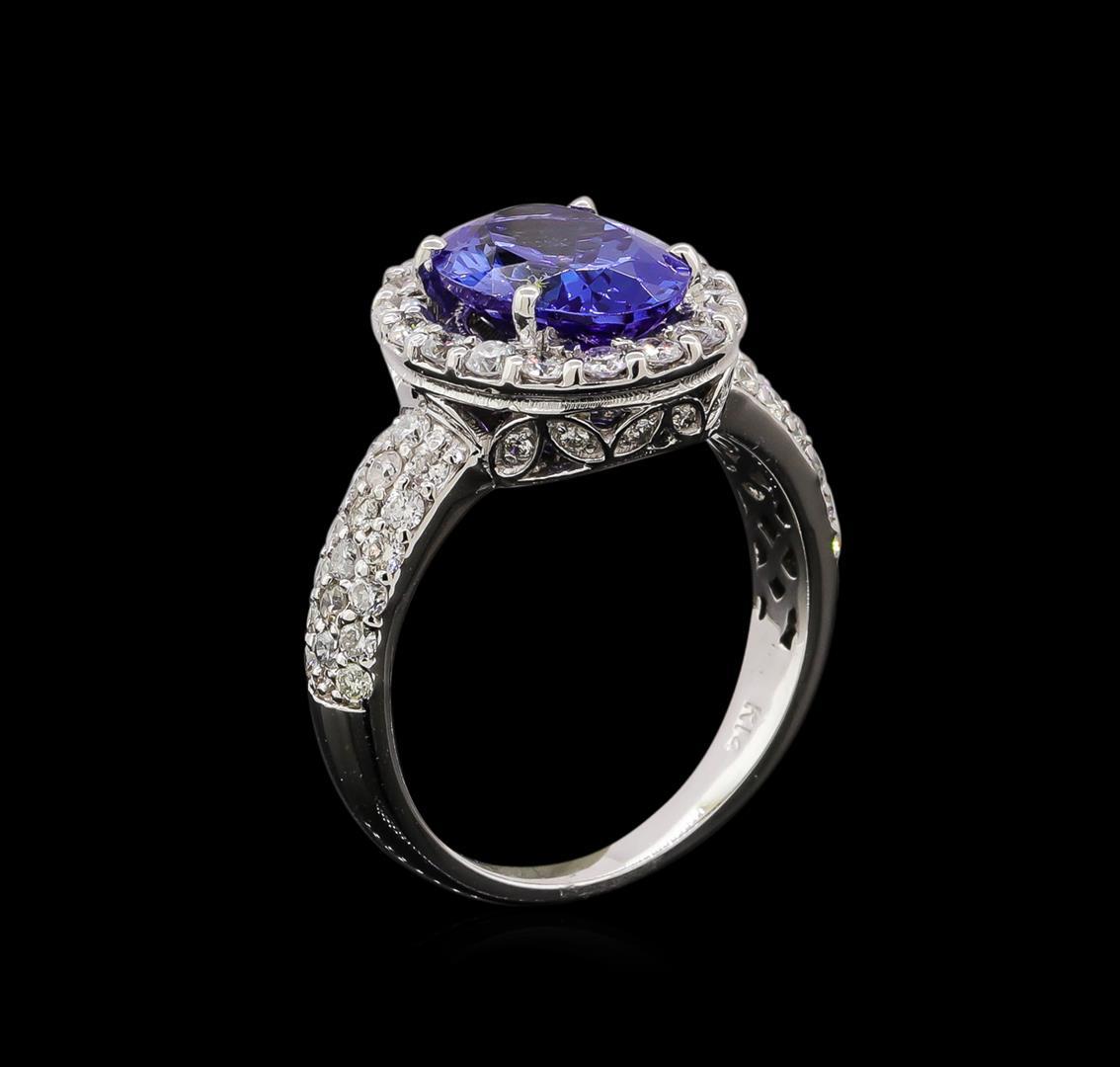 3.16 ctw Tanzanite and Diamond Ring - 14KT White Gold