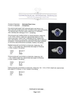 3.16 ctw Tanzanite and Diamond Ring - 14KT White Gold