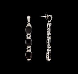 Crayola 21.00 ctw Garnet and White Sapphire Earrings - .925 Silver