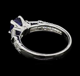 1.00 ctw Sapphire and Diamond Ring - 18KT White Gold