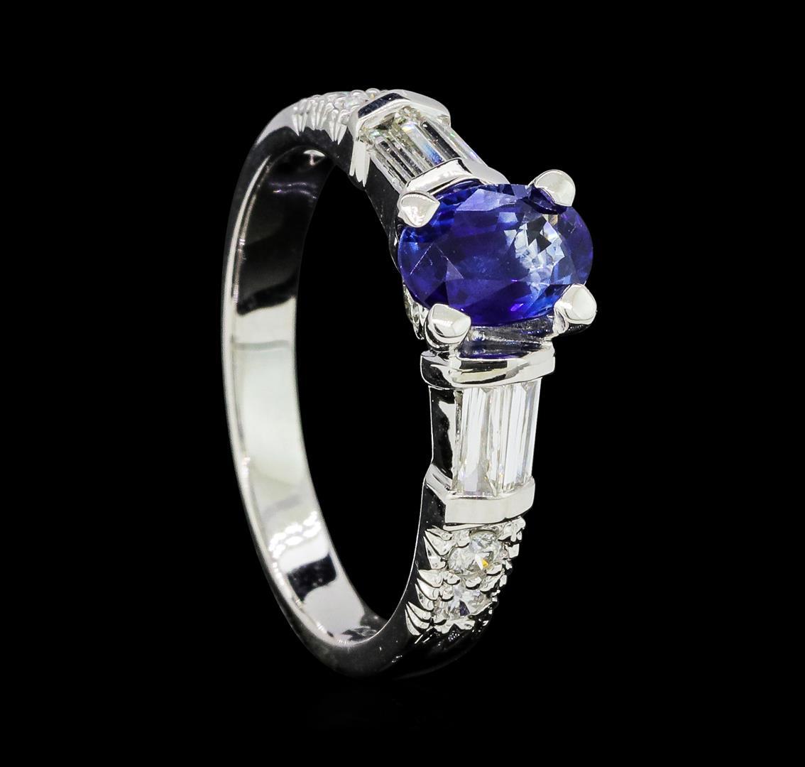 1.00 ctw Sapphire and Diamond Ring - 18KT White Gold