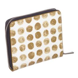 Coach White Beige Blue Canvas Leather Polka Dot Zipper Wallet