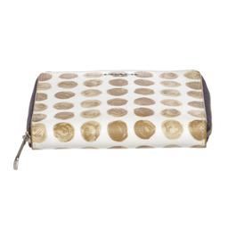 Coach White Beige Blue Canvas Leather Polka Dot Zipper Wallet