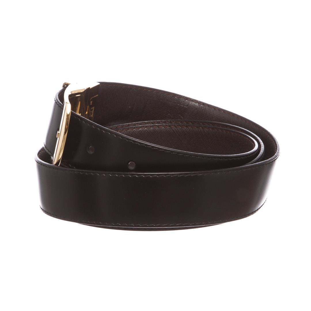 Dunhill Black Leather Gold Buckle Belt