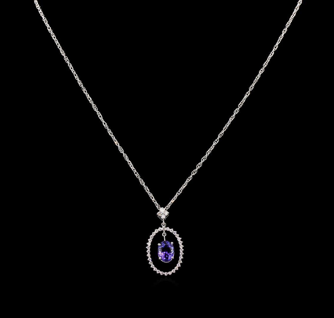 2.78 ctw Tanzanite and Diamond Pendant With Chain - 14KT White Gold